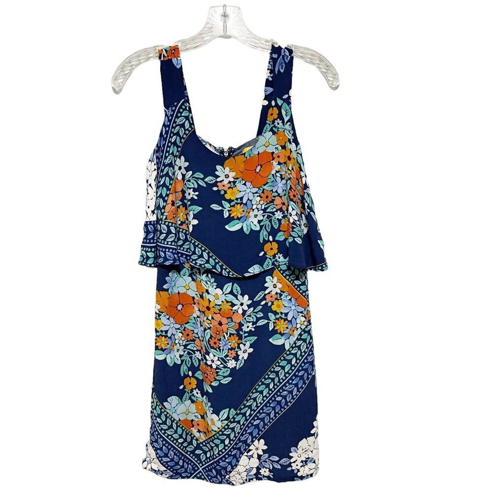 Maeve Anthropologie Blue Floral Flounce Detail Tisana Shift Dress - Picture 2 of 5